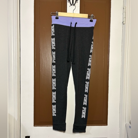 PINK Victoria's Secret Pants - PINK leggings black and light purple. Women’s small.